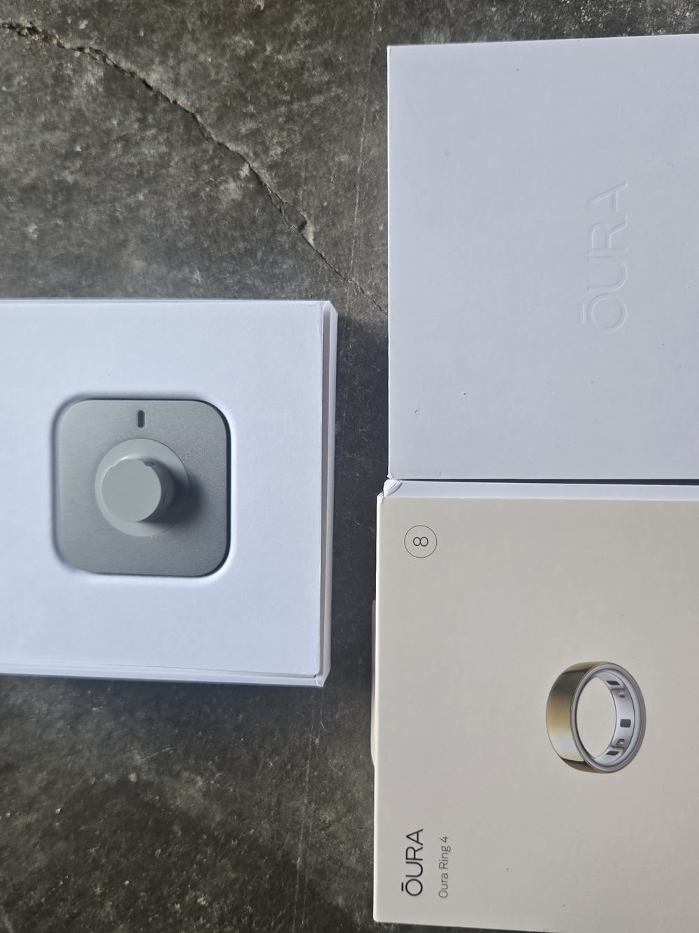 Oura Charging Dock and White Packaging - White/Silver